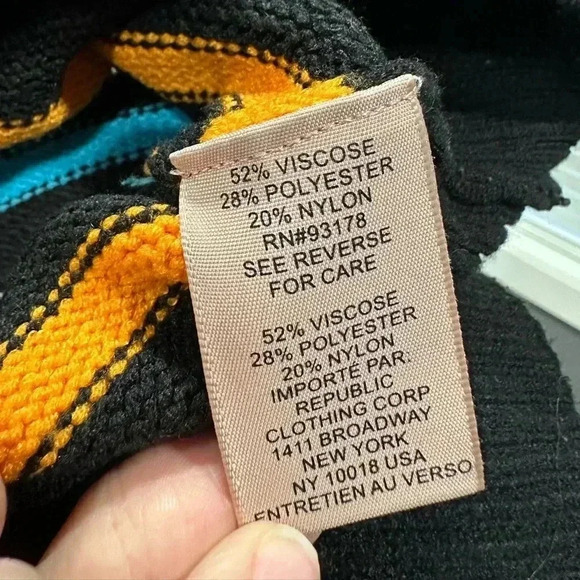 Philosophy Sweater Size Small Black With Multicolor Stripes Viscose - Picture 6 of 6